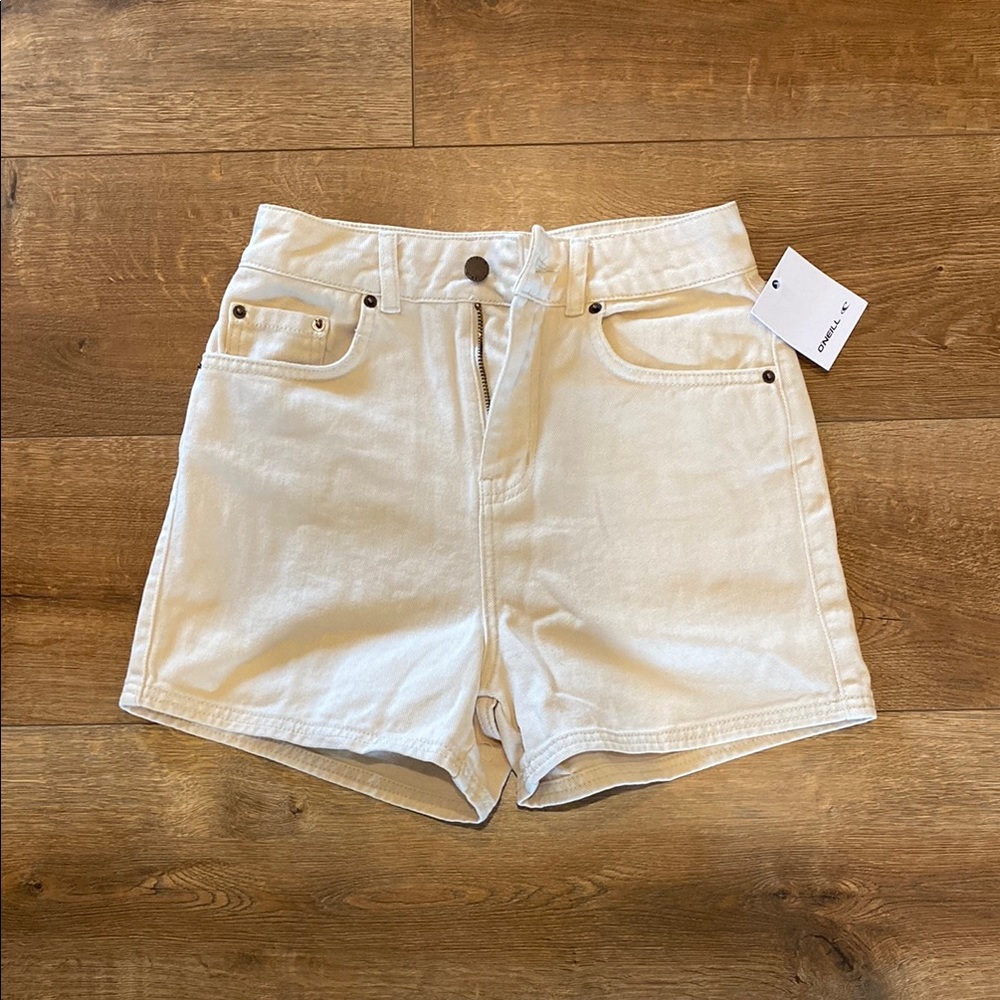 NWT O’Neill Eisley Cream High-Waisted Denim Shorts